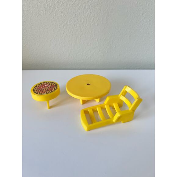 Vtg Fisher-Price Little People Barbecue Grill Lawn Chair Picnic Table Base Lot 3 - Picture 1 of 2